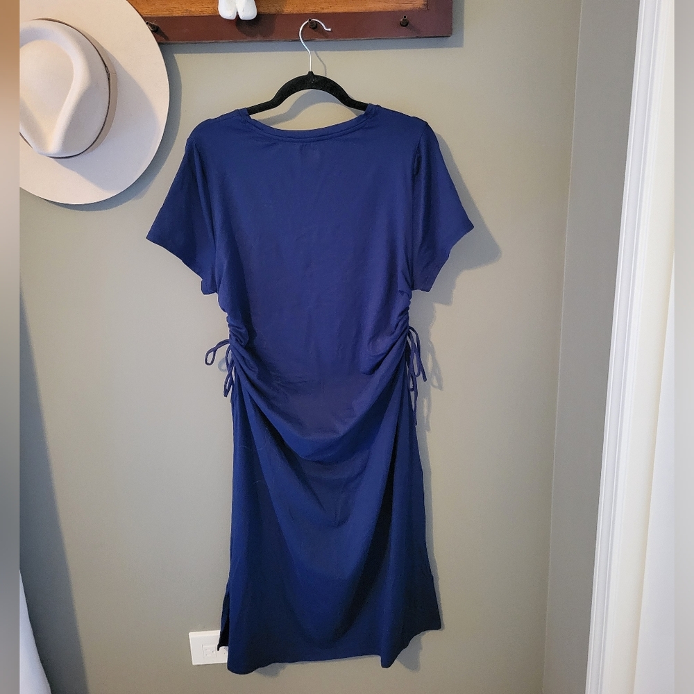 Lands' End New Blue Ruched Dress Size Large - Picture 7 of 11